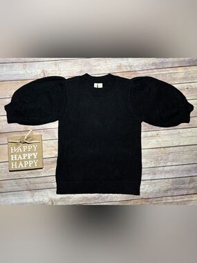 Anthropologie Moth Connelly Puff Sleeve Sweater Black